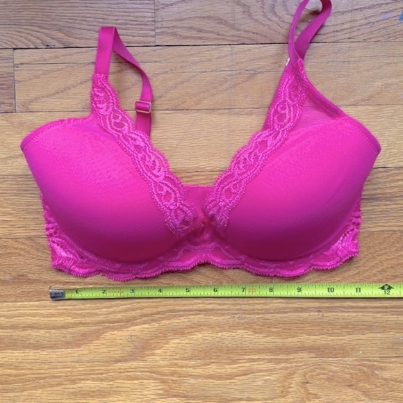 Natori Feathers Plunge Bra Size 32DD Hot Pink - Picture 4 of 7